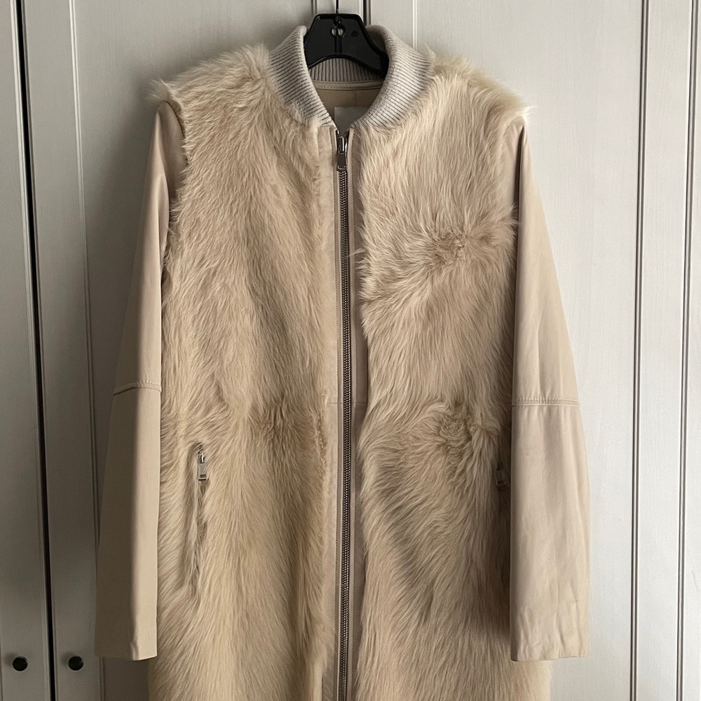 Vince leather shearling coat size small